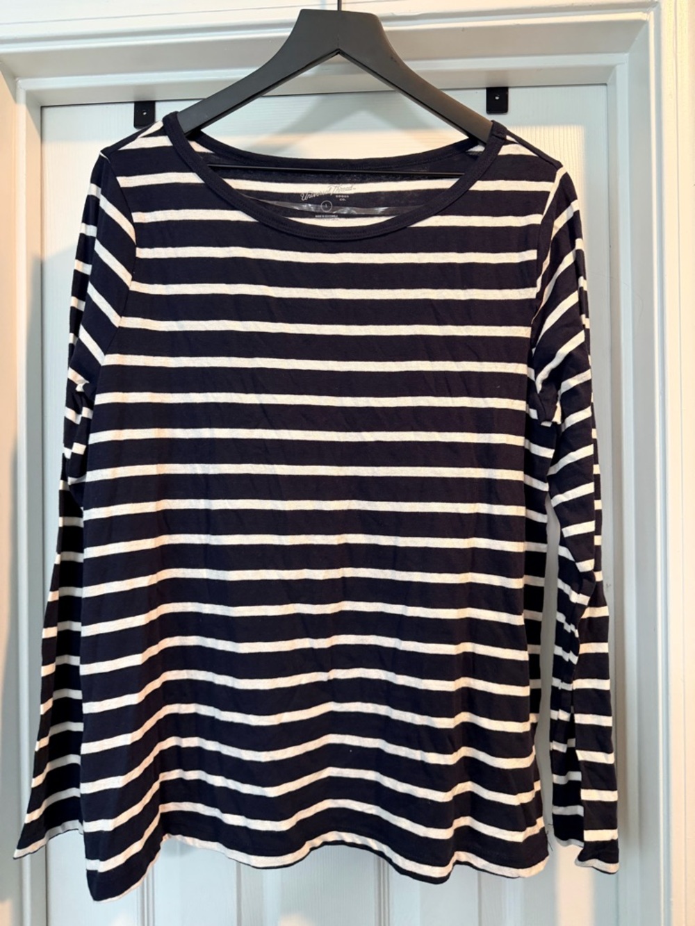 Universal Thread Navy and White Striped Long-Sleeve Tee